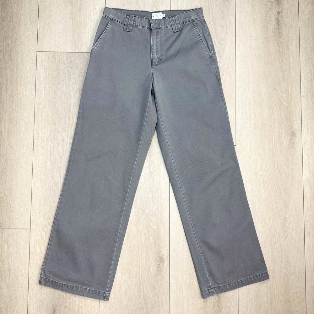 VTG Y2K Calvin Klein Jeans Womens 2 Khaki Wide Leg Chino Pants Cotton NWOT CK